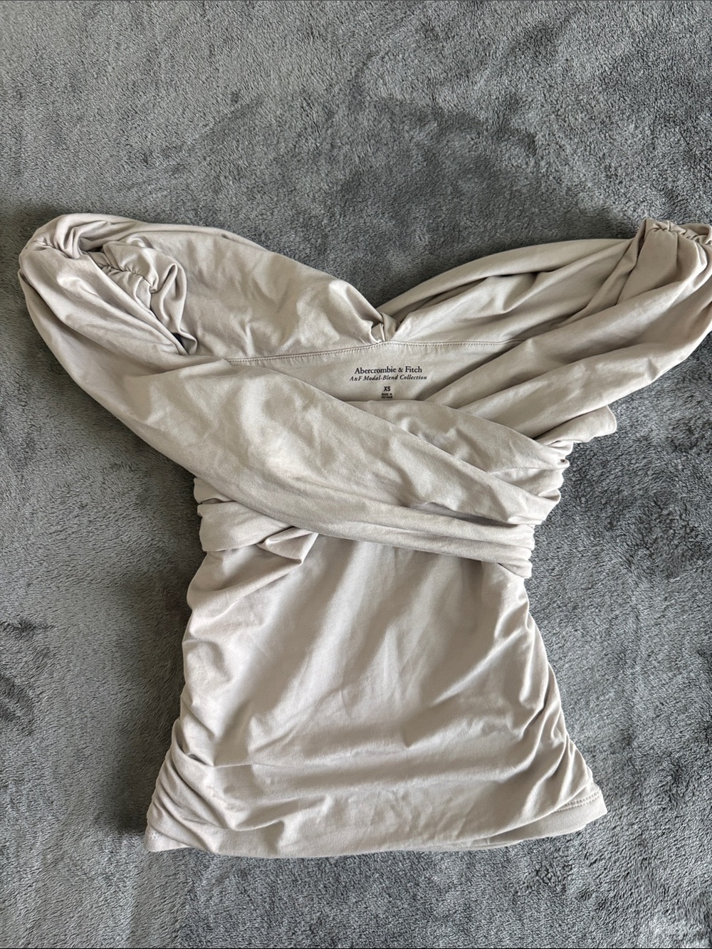 Abercrombie & Fitch Neutral Wrap Crossover Top - Light Taupe